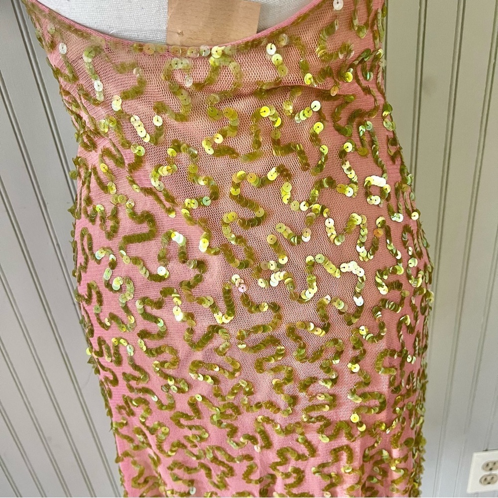 Betsey Johnson Pink Slip Dress with Gold Sequin Embellishment - Picture 7 of 8